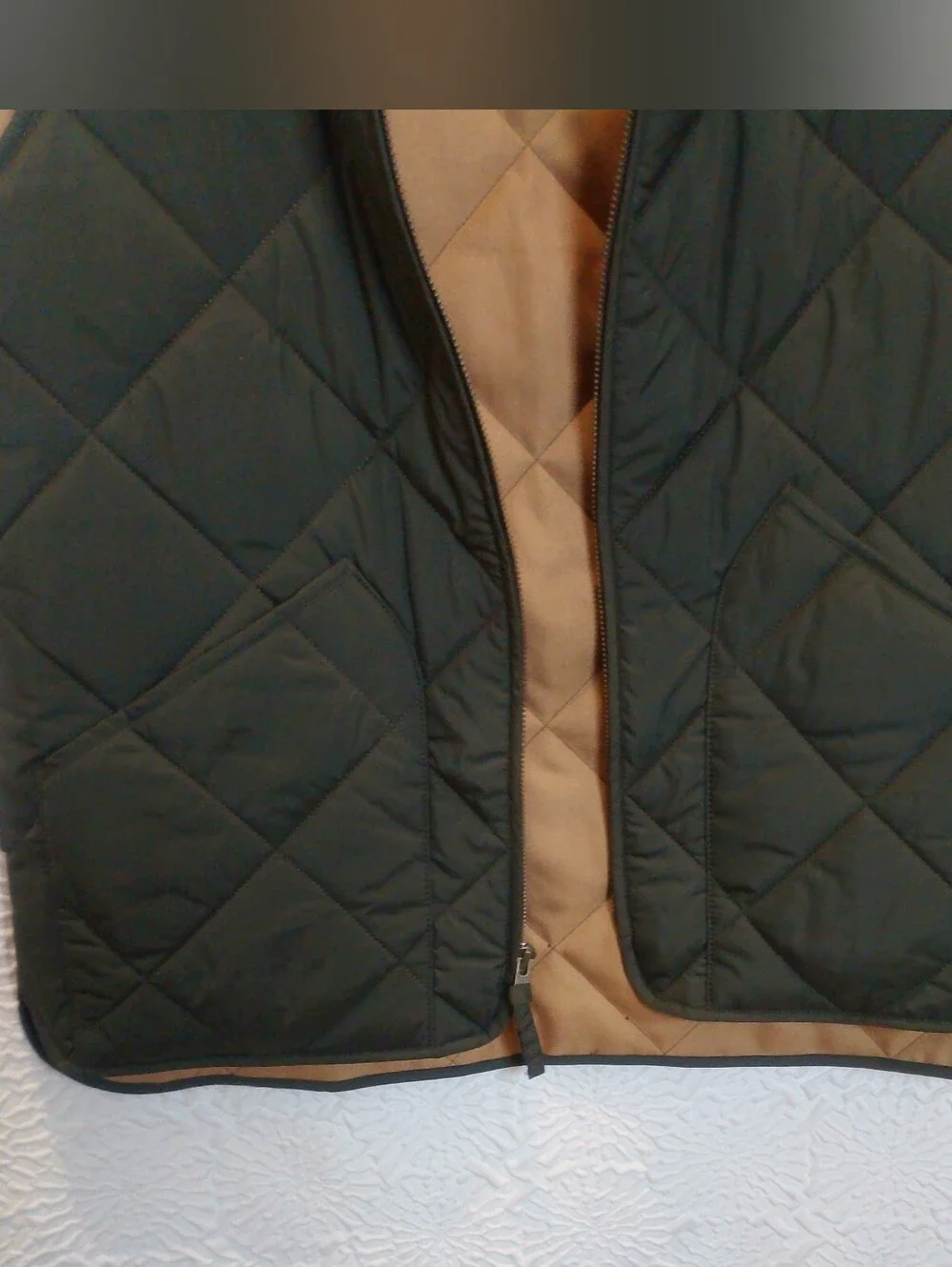 J.Crew Walker Quilted Vest Men M Olive Green B1930 Preppy